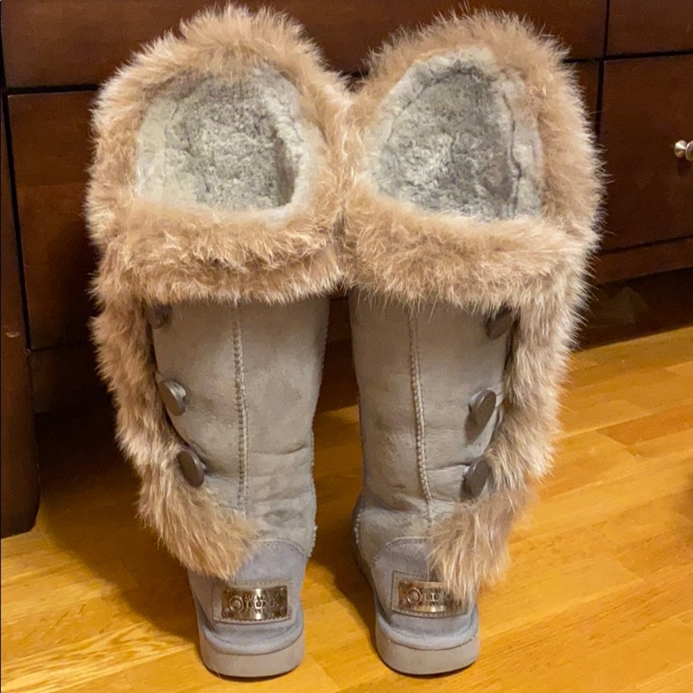 Australia Luxe Nordic Angel gray fur boots - Picture 3 of 11